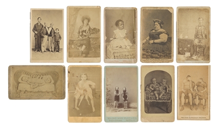  [SIDESHOW]. Group of 10 CDVs of nineteenth century circus a...