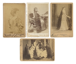  [HAIR – SIDESHOW]. Four cabinet photographs of long-haired ...