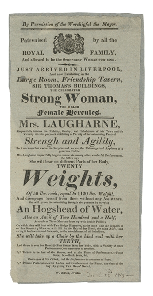  [STRONGWOMAN]. The Celebrated Strong Woman, The Welch Femal...