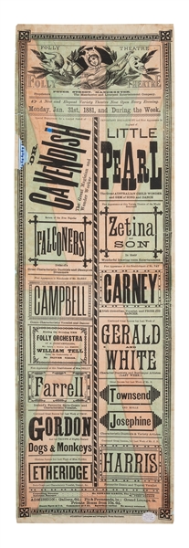  [VARIETY PLAYBILL]. Folly Theatre / Cavendish the Great Mag...