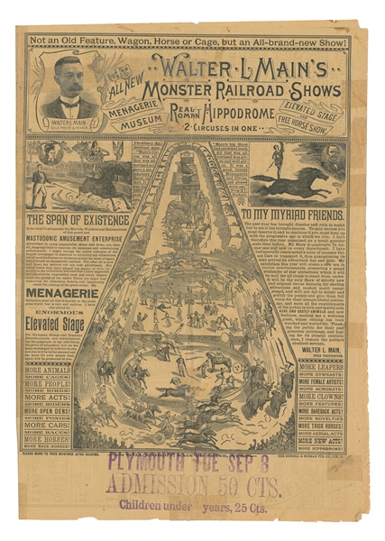  Walter L. Main’s All New Monster Railroad Shows. Cincinnati...