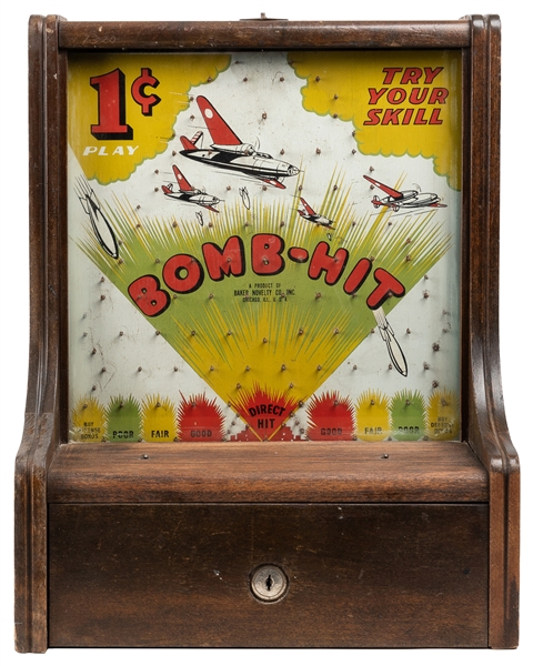  Baker Novelty “Bomb-Hit” 1 Cent Skill Game. Chicago, ca. 19...