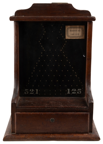  Coin-Operated Penny Drop Countertop Game. Circa 1900s. Wood...