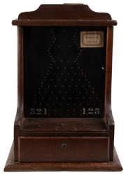  Coin-Operated Penny Drop Countertop Game. Circa 1900s. Wood...