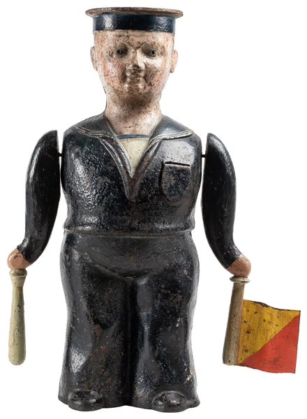  “Electric Sailor Machine” Painted Cast Iron Figure. Leipzig...