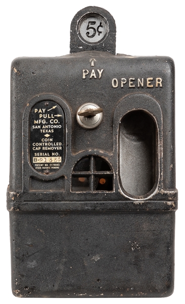  Pay Pull Mfg. Co. 5 Cent Soda Machine Honor System Bottle O...