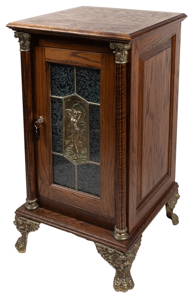  Slot Machine Stand / Cabinet. Oak stand with hinged door wi...