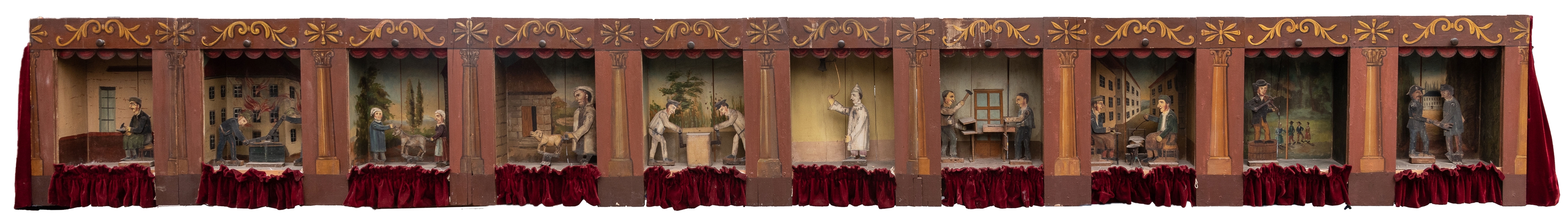  French Arcade Automaton Theater with Ten Vignettes. French,...