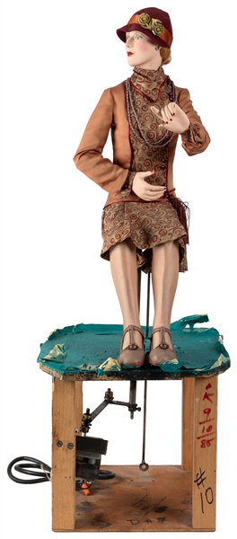  “Seated Flapper in Brown Patterned Skirt, Matching Top, wit...