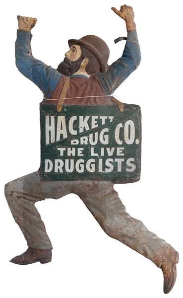  Hackett Drug Co. “The Live Druggists” Hanging Sign. Circa 1...