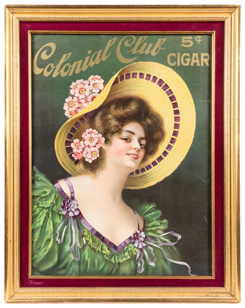  Colonial Club 5 Cent Cigar Framed Poster. Circa 1900s. Colo...