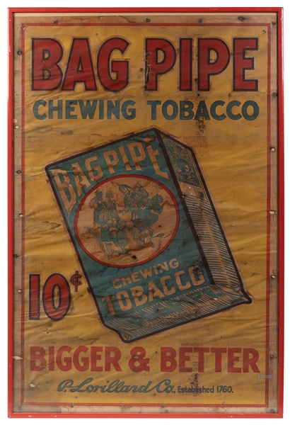  Bag Pipe Chewing Tobacco Poster. Circa 1930s. Framed Bagpip...