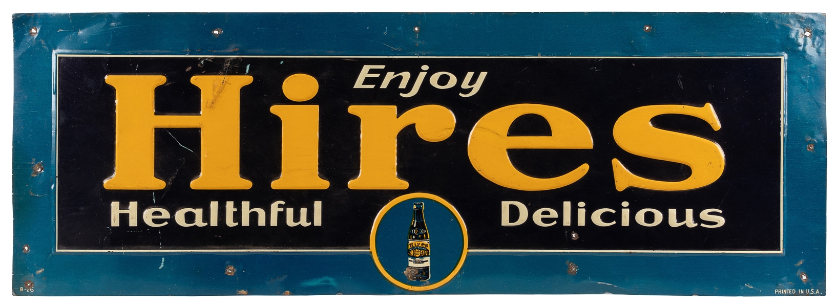  Hires Root Beer Horizontal Tin Sign. Single-sided tin sign,...