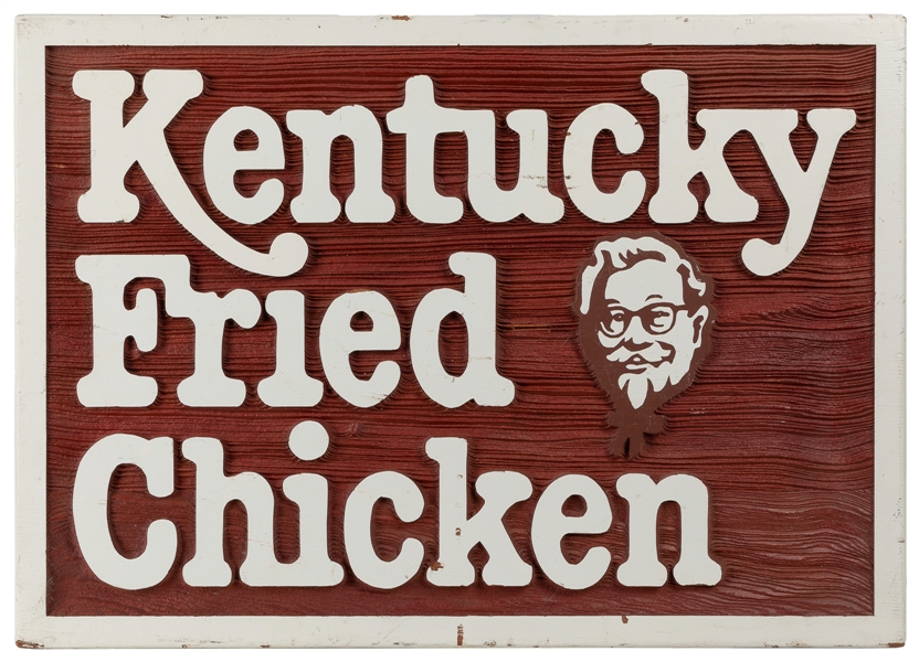  Kentucky Fried Chicken Double-Sided Sign. 1970s. Colonel Ha...