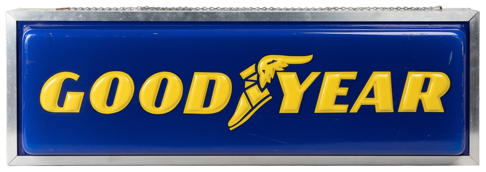  Goodyear Tires Double-Sided Lightbox Advertising Sign. 1970...