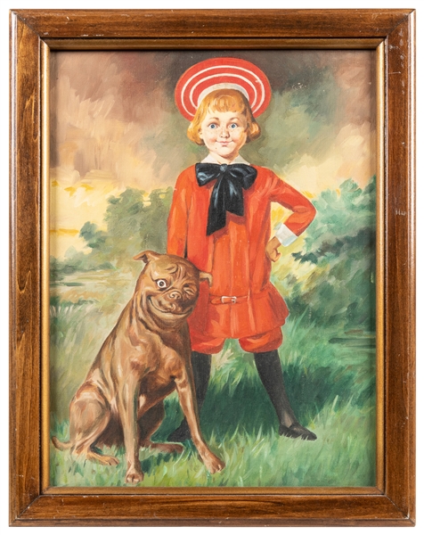  Buster Brown Original Painting. Circa 1940. Oil paint on st...