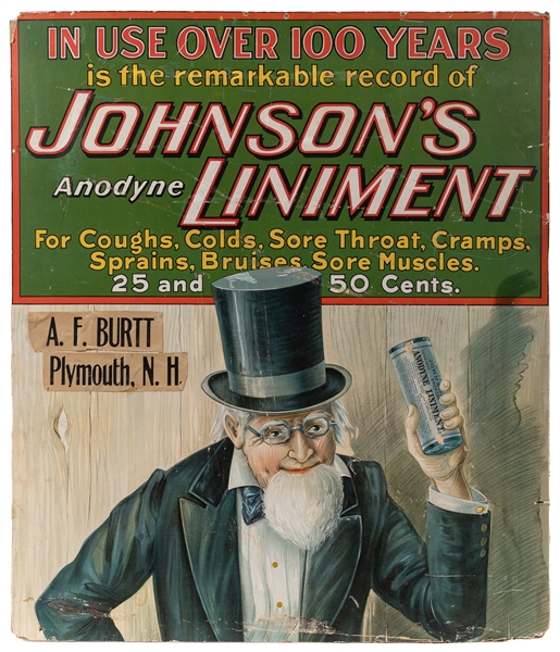  Johnson’s Anodyne Liniment Advertising Poster. Circa 1900s....