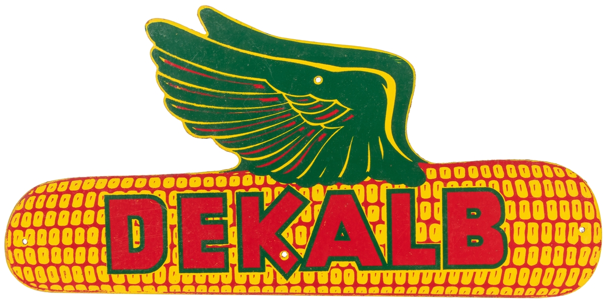  Dekalb “Winged Ear” Corn Sign. 1950s. Silkscreened Masonite...