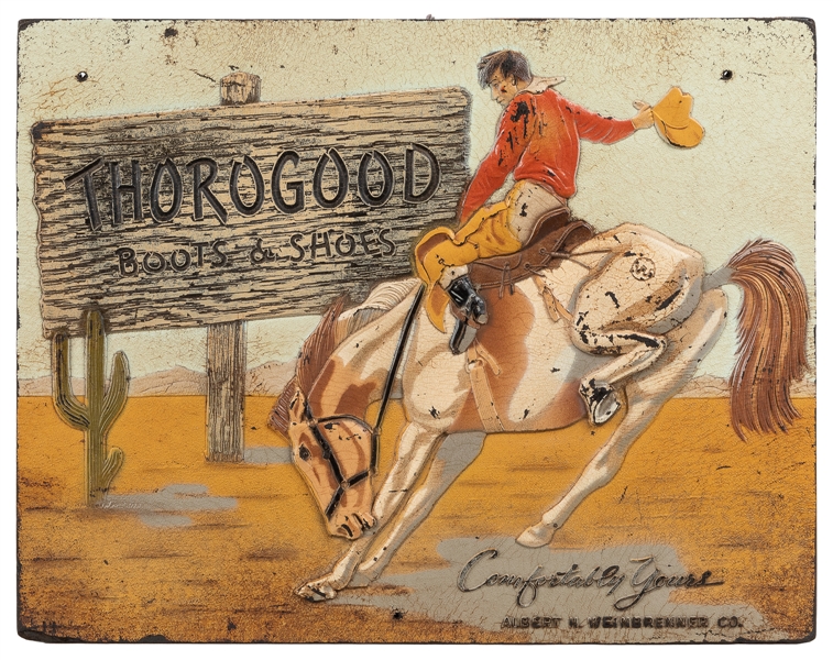  Thorogood Boots & Shoes Store Sign. 1950s. Sign with an exc...