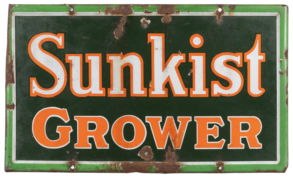  Sunkist Grower Porcelain Sign. Early 20th century. 11 ¼ x 1...