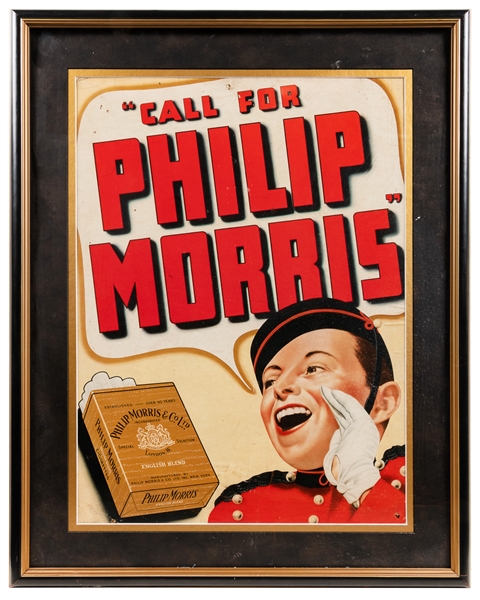  Call for Philip Morris Framed Cardboard Advertising Sign. C...