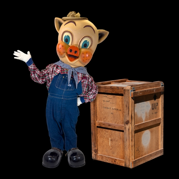  A 1950s Piggly Wiggly Promotional Costume with Crate. A ful...