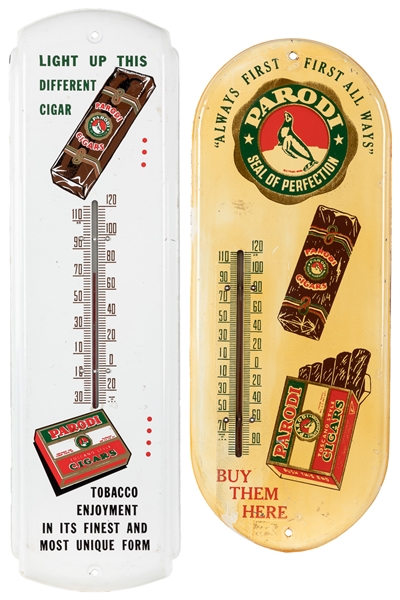  Pair of Parodi Cigar Advertising Thermometers. Two die cut ...