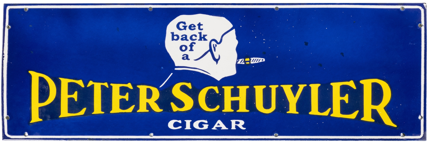  Peter Schuyler Cigar Porcelain Sign & Wooden Thermometer. S...