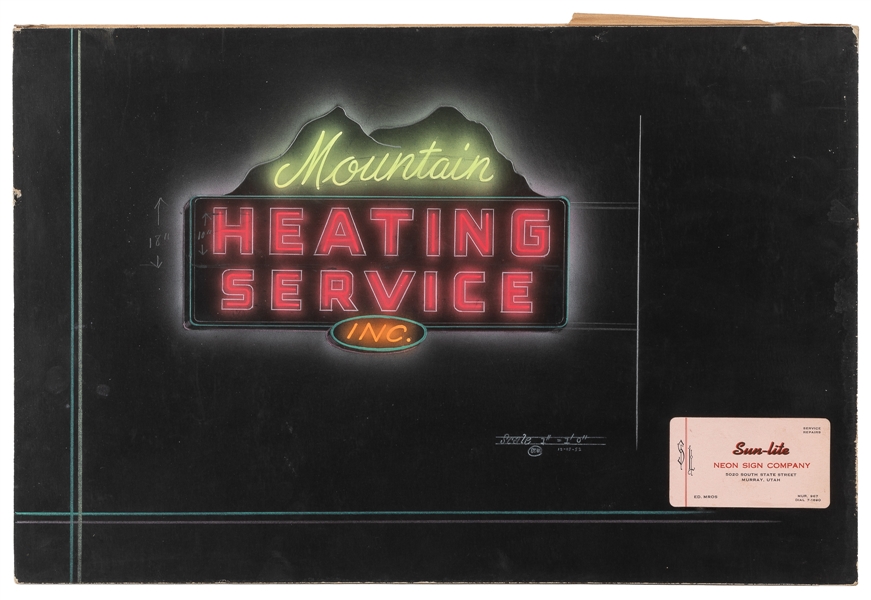  Neon Sign Art Maquette for “Mountain Heating Service Inc.” ...