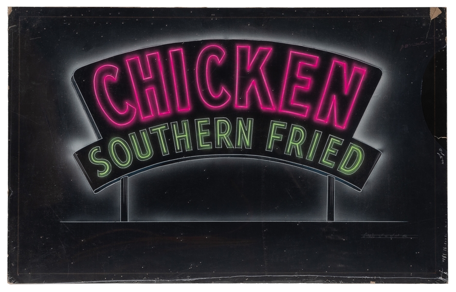  Neon Sign Art Maquette for “Chicken Southern Fried” Sign. 1...