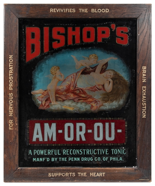  Bishop’s Am-Or-Ou Reverse Painted Light-up Sign. Chicago: T...