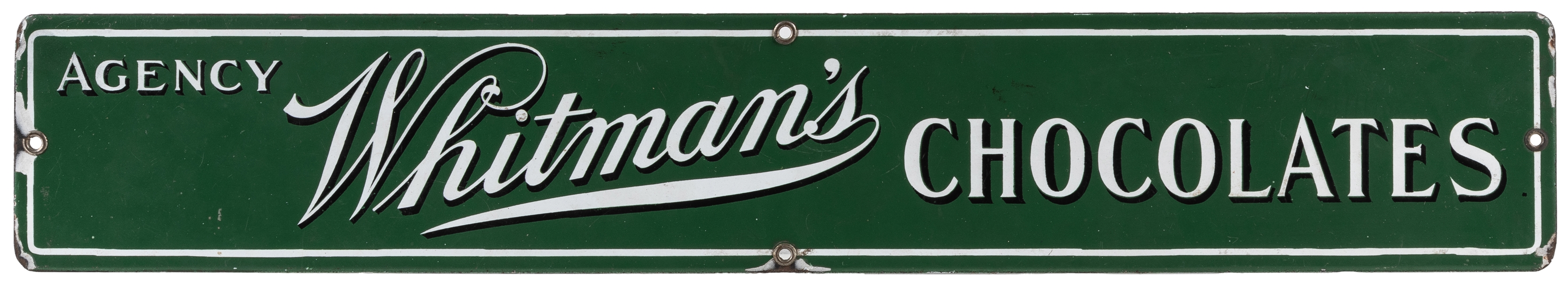  Agency Whitman’s Chocolates Porcelain Sign. [Ca. 1920s]. Si...