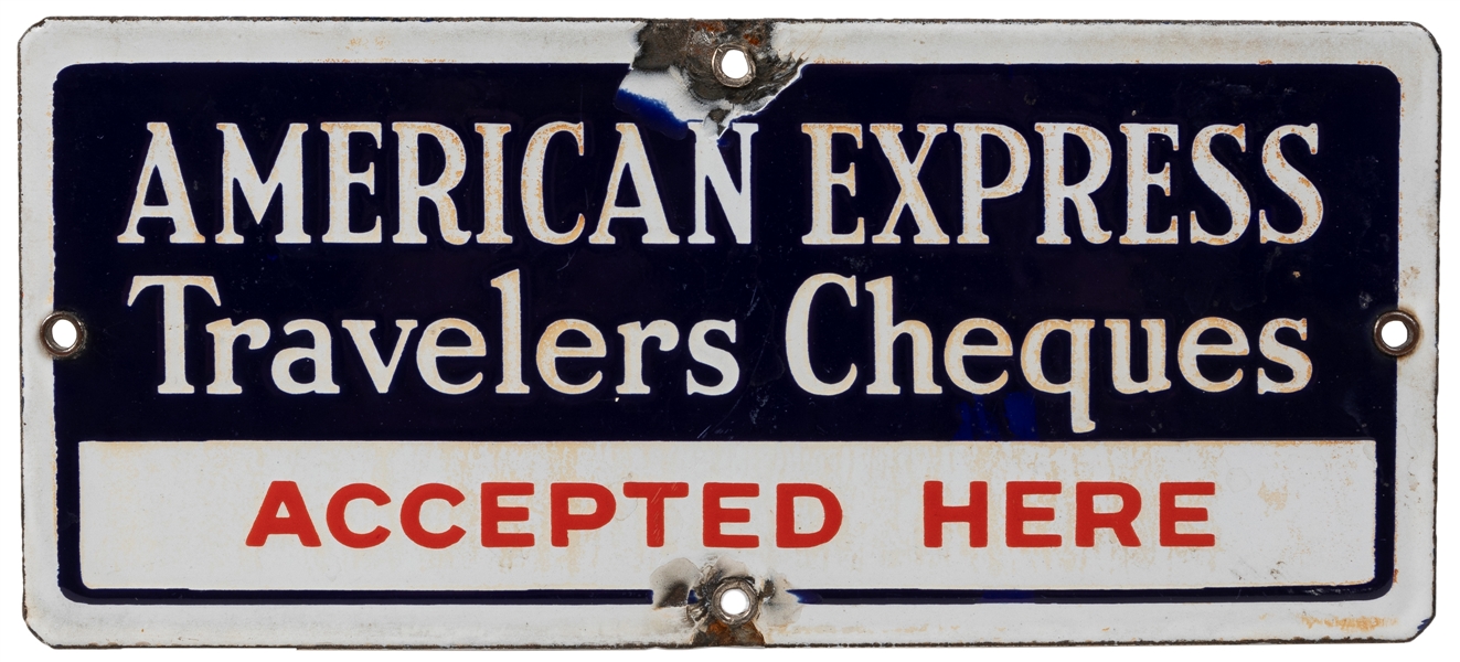  American Express Travelers Cheques Accepted Here Sign. Sing...