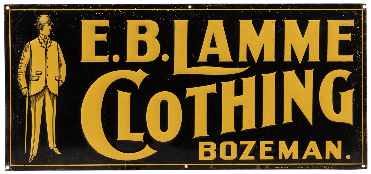  E.B. Lamme Clothing Tin Sign. Coshocton: The Meek & Beach C...