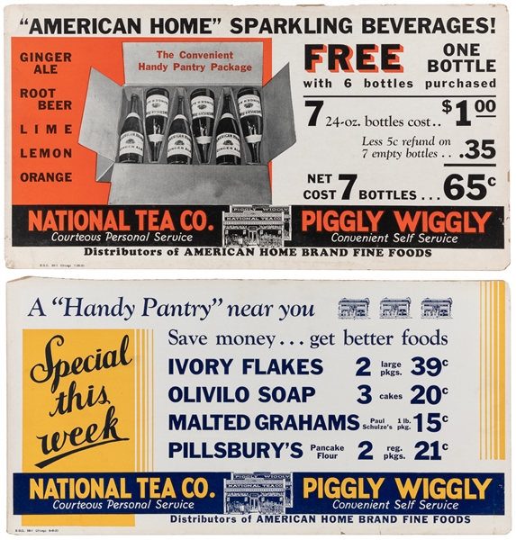  Pair of Grocery Store Advertisements. Piggly Wiggly & Natio...