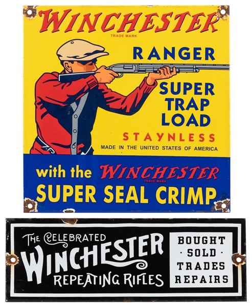  Two Winchester Rifle Signs. Two later Winchester Rifle sign...