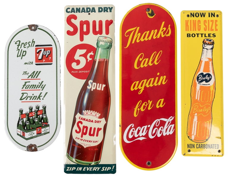  Group of Four Soda Door Push Signs. Four door pushes, inclu...