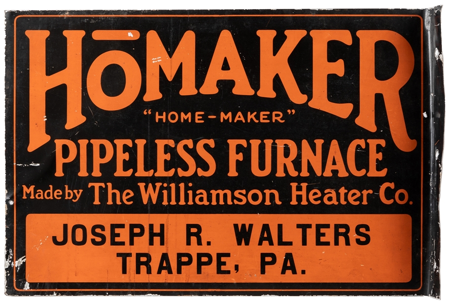  Homaker “Home-maker” Flange Sign. [Circa 1940s]. Double sid...