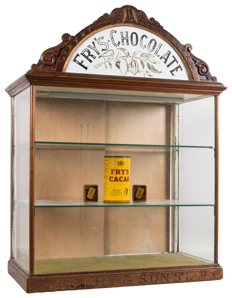  Fry’s Chocolate Countertop Glass Display Case. Wooden and g...