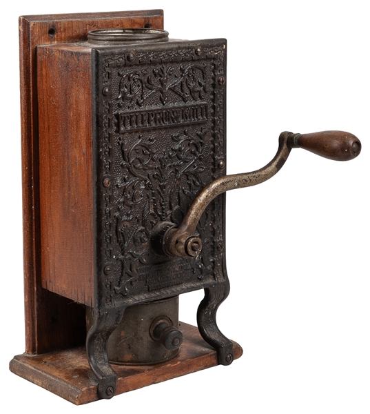  Arcade Mfg. Telephone Mill Coffee Grinder. Circa 1890s. Cas...