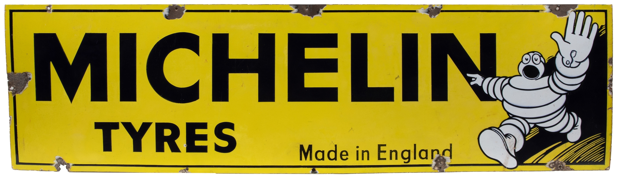  Michelin Tyres Made in England Porcelain Sign. Large single...