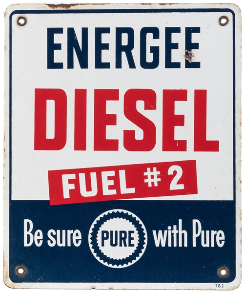  Energee Diesel Fuel #2 Porcelain Sign. [Circa 1950s]. Singl...