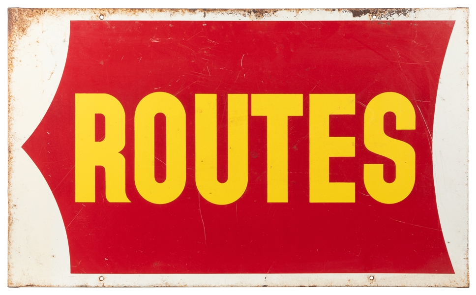  “Routes” Double-Sided Vintage Metal Directional Sign. Two s...