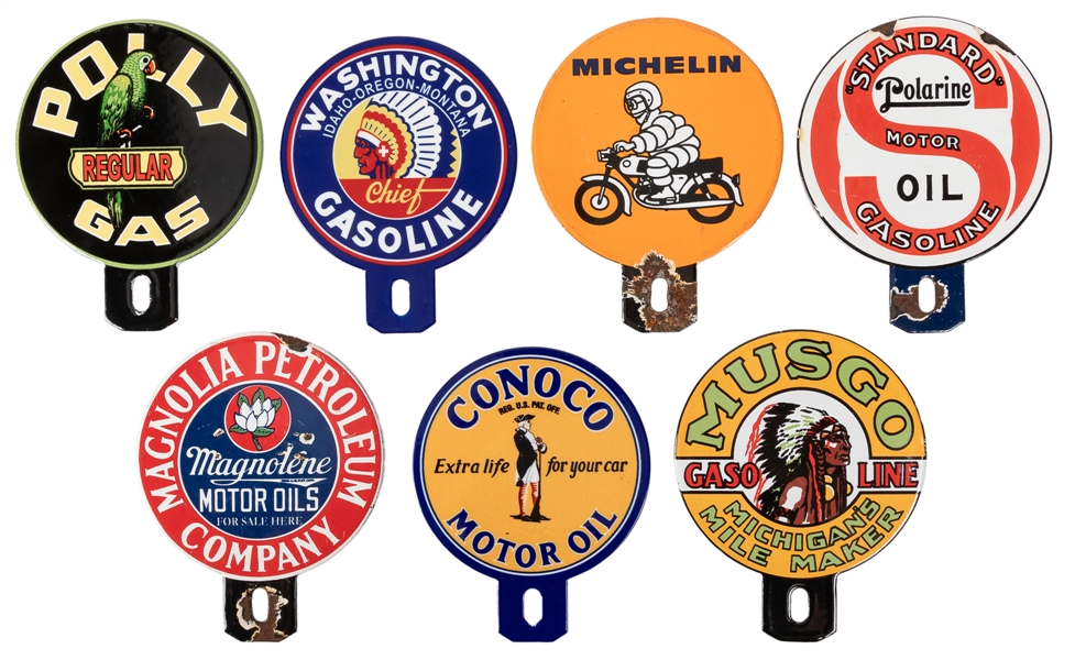  Group of 7 License Plate Toppers. Group of 7 paddle-shaped ...