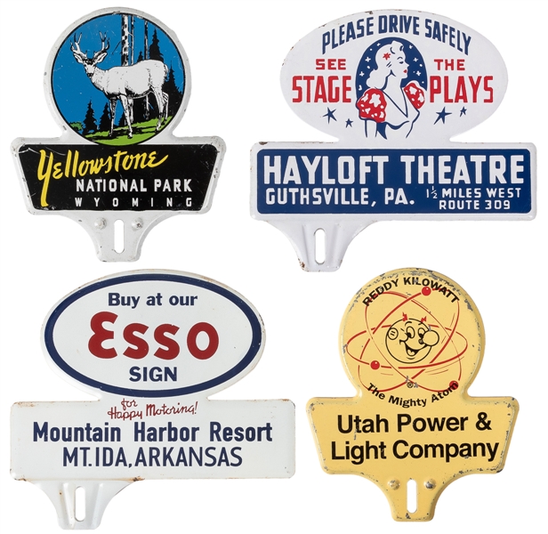  Group of 3 Die-Cut License Plate toppers. Group of three di...