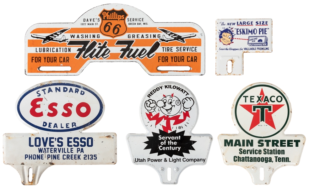  Group of 5 Die-Cut License Plate toppers. Group of five lic...