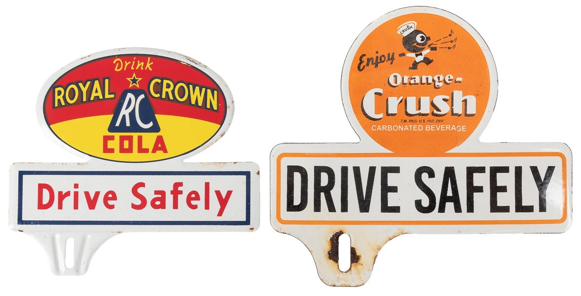  Two Die-Cut Soda License Plate Toppers. Lot of two die-cut ...