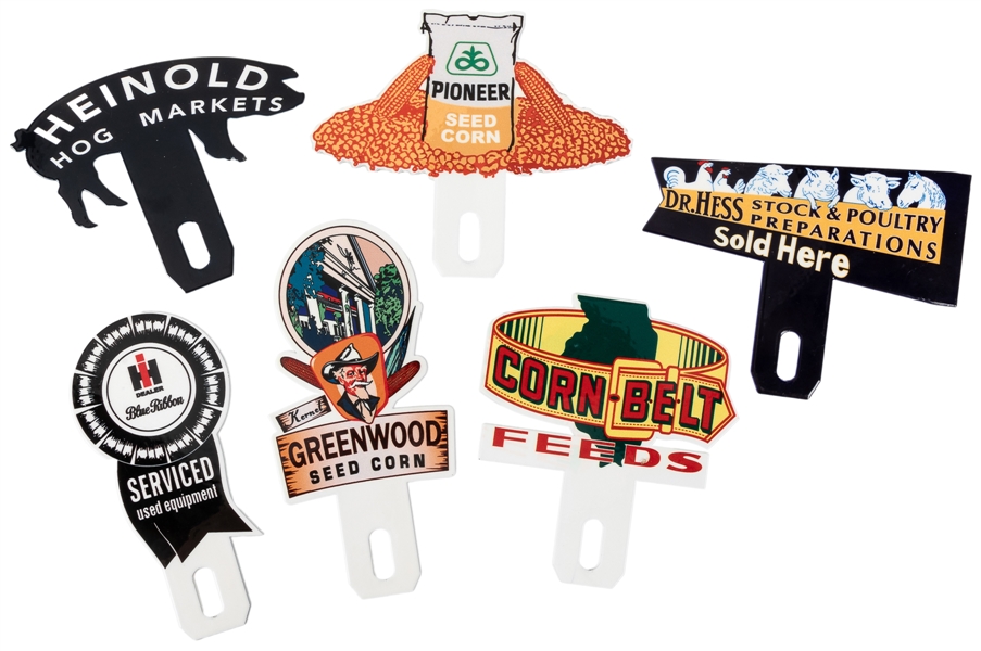  Group of 6 License Plate Toppers. Group of six contemporary...