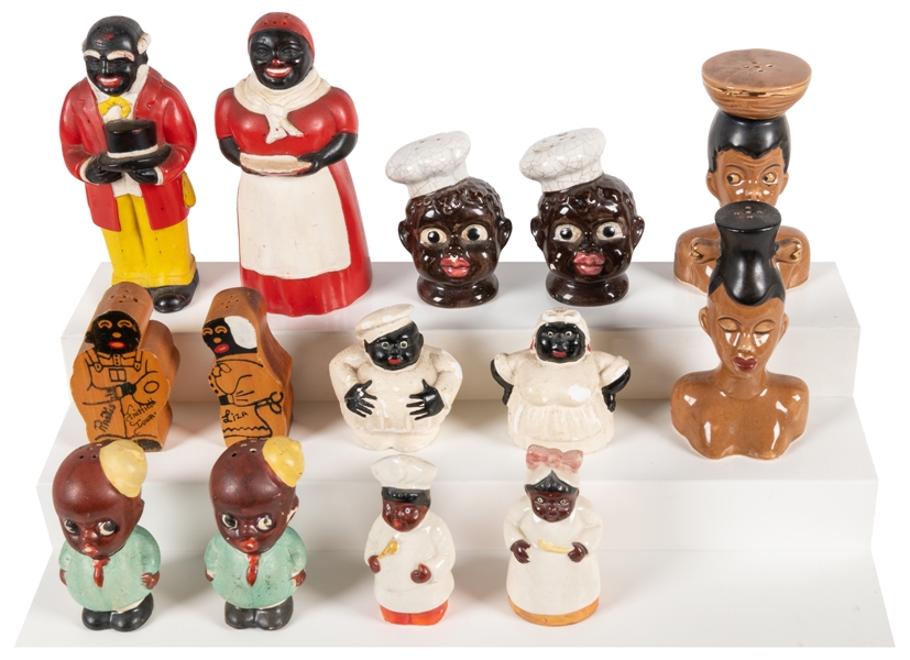  [AFRICAN-AMERICANA]. Group of 7 Pairs of Stereotype Salt an...