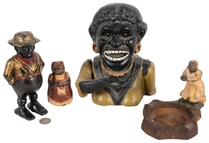  [AFRICAN-AMERICANA] Group of 4 Painted Cast Iron Items, inc...